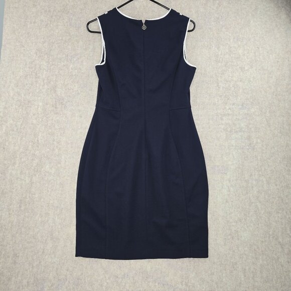 Tommy Hilfiger Womens Navy Sheath Dress Size 10 Polyester Blend Sleeveless - Picture 2 of 6